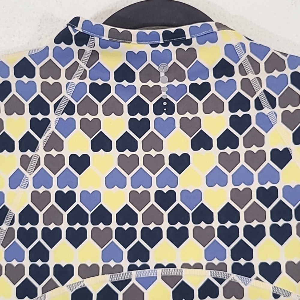 T by TALBOTS Quarter Zip Pullover Long Sleeve UPF 50+ Yellow/White/Gray/Blue, S - Picture 6 of 7